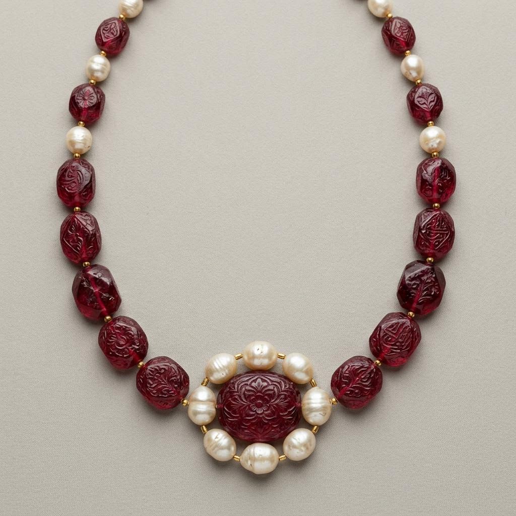 Imperial Spinel and Pearl Necklace